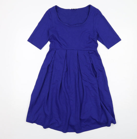 Additional front view of mamas & papas women’s blue polyester fit & flare, size UK 10, scoop neck pullover