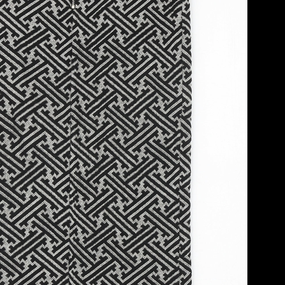 NEXT Womens Black Geometric Polyester Straight & Pencil Skirt Size 8 Zip
