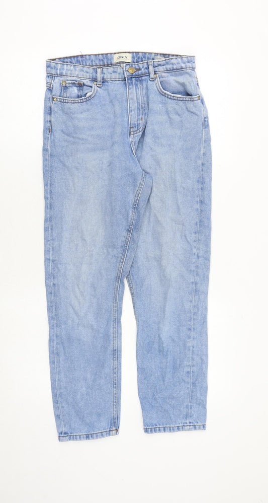 Additional front view of Only women’s blue cotton straight jeans, size UK 27, in regular zip