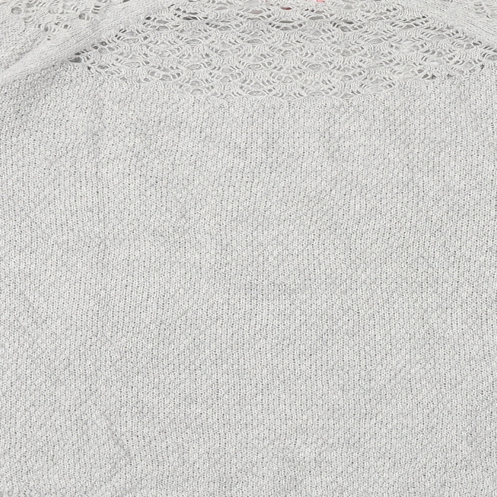 Brand and care label for ELLE women’s grey round neck cotton jumper, size M