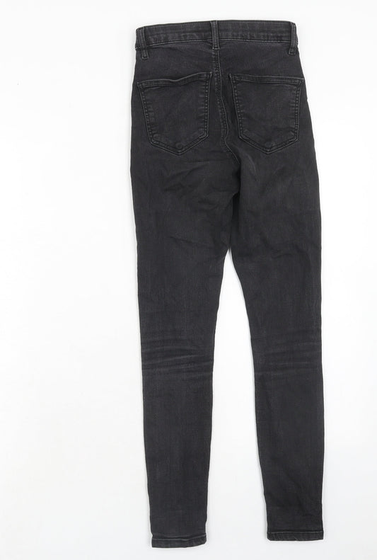 Topshop Womens Black Cotton Skinny Jeans Size 26 in L30 in Regular Zip