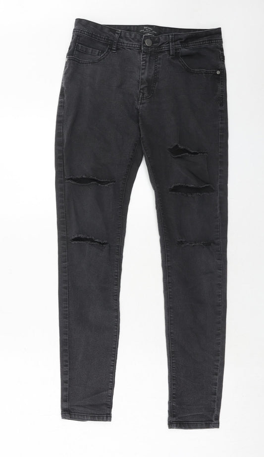 Womens UK Size 8 Bershka Regular Fit Skinny Black Jeans