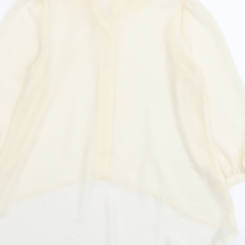 Miss Selfridge Womens Ivory Polyester Basic Button-Up Size 4 Collared - Asymmetric