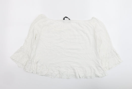 Womens UK Size L Zara White Basic Blouse