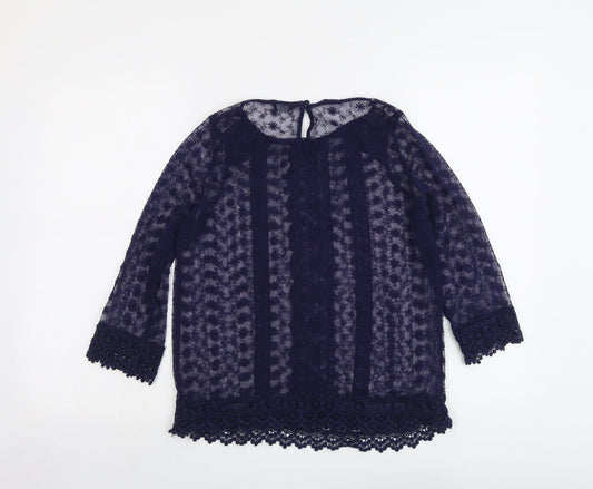 Womens UK Size 10 M&Co Blue Basic Blouse