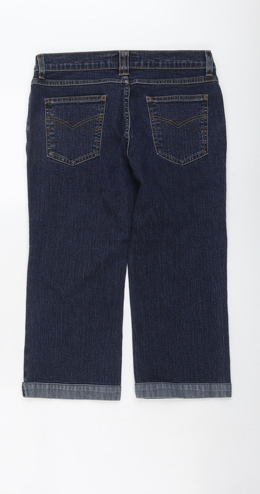 Per Una Womens Blue Cotton Straight Jeans Size 8 L20 in Regular Button