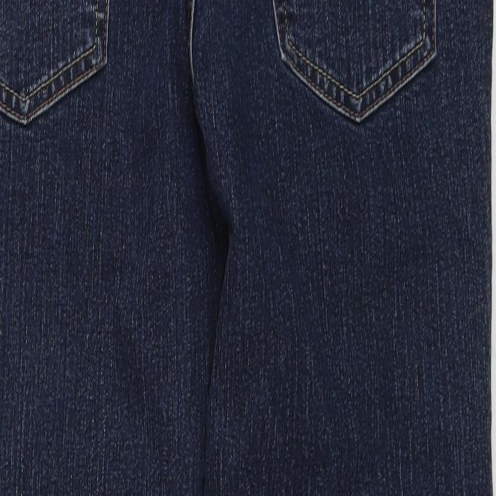 Per Una Womens Blue Cotton Straight Jeans Size 8 L20 in Regular Button