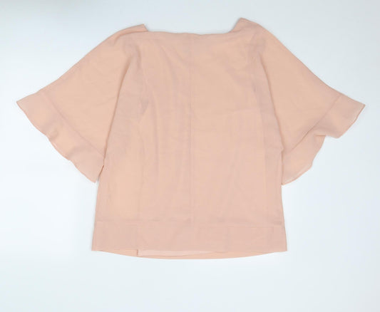 Capsule Womens Pink Polyester Basic Blouse Size 12 Boat Neck