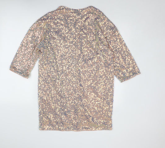 H&M Womens Multicoloured Polyester A-Line Size S V-Neck Pullover