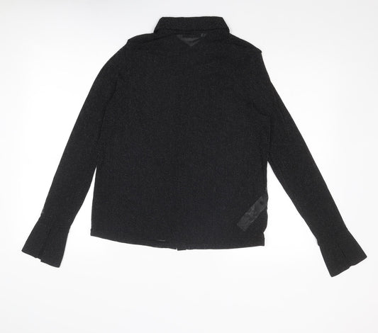 Womens UK Size L Mango Black Basic Button-Up