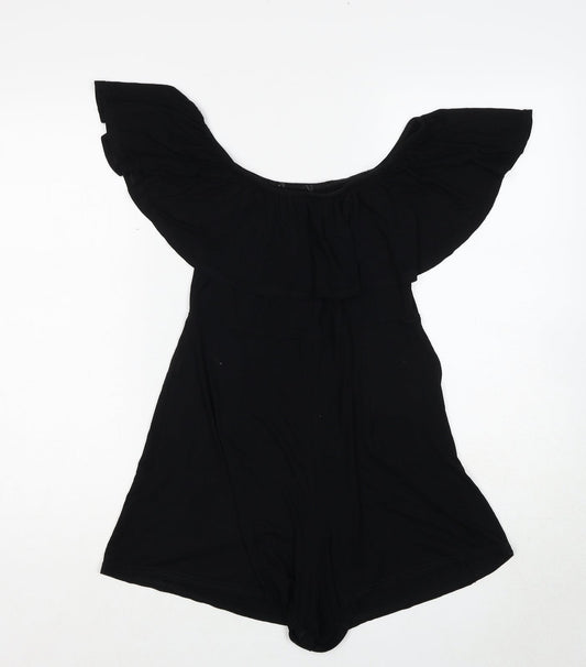Missguided Womens Black Viscose Playsuit One-Piece Size 8 Pullover