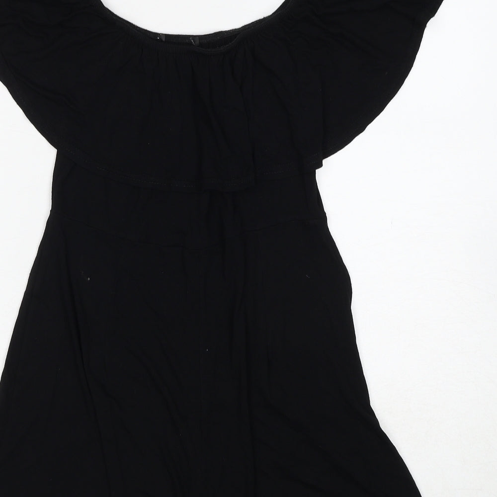 Missguided Womens Black Viscose Playsuit One-Piece Size 8 Pullover