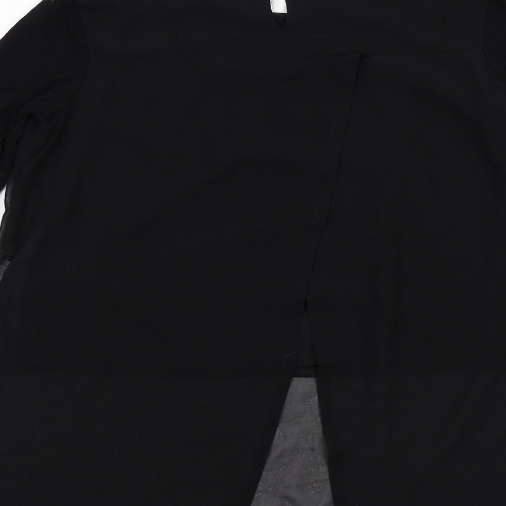 H&M Girls Black Polyester Basic Blouse Size 12-13 Years Round Neck Buckle