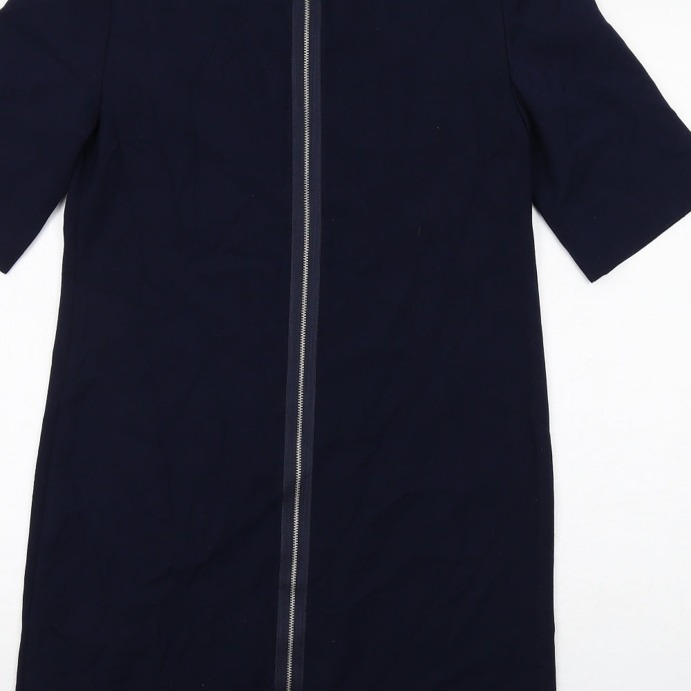 Gap Womens Blue Polyester Shift Size 6 Round Neck Zip
