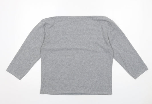 I SAW IT FIRST Womens Grey Polyester Basic T-Shirt Size 12 Boat Neck