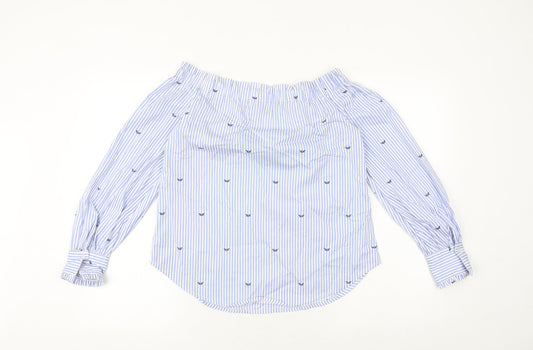Womens UK Size 8 New Look Blue Basic Blouse