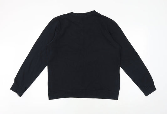 Threadbare Mens Black Cotton Pullover Sweatshirt Size L - Unisex Sleigh Bells Bling