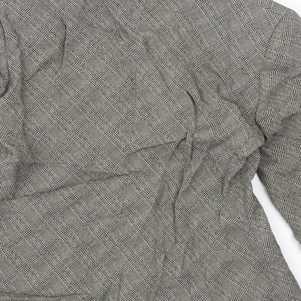 Brand and care label for Principles women’s brown geometric jacket blazer, size UK 10, button
