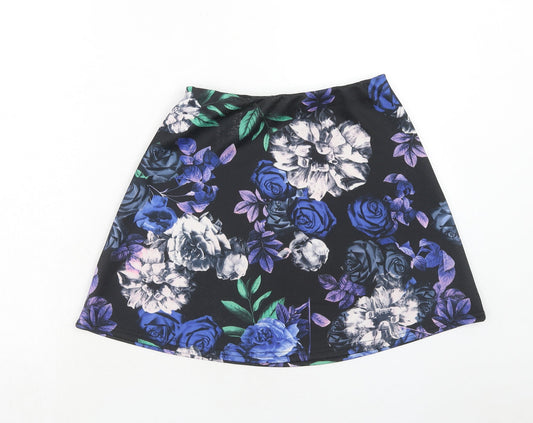 Missguided Womens Multicoloured Floral Polyester A-Line Skirt Size 10