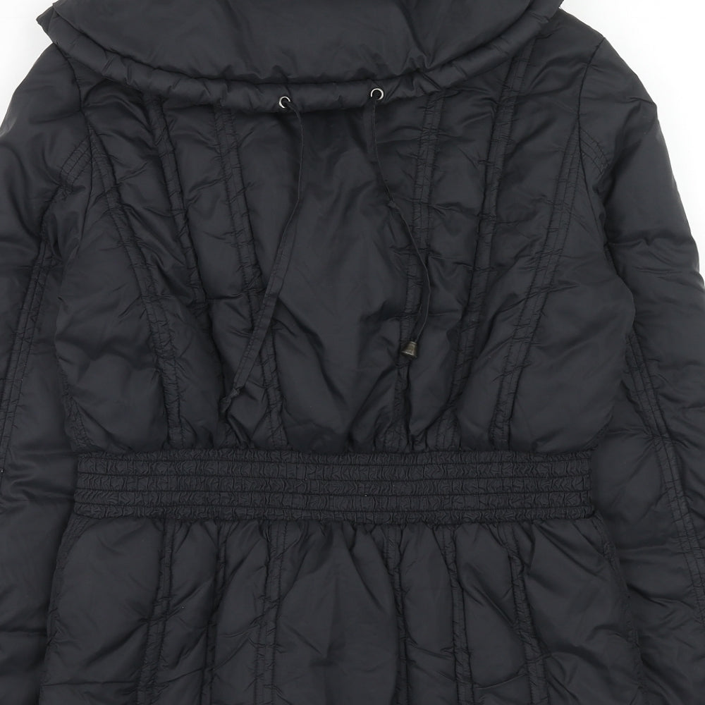 Honee Womens Black Quilted Jacket Size S Zip
