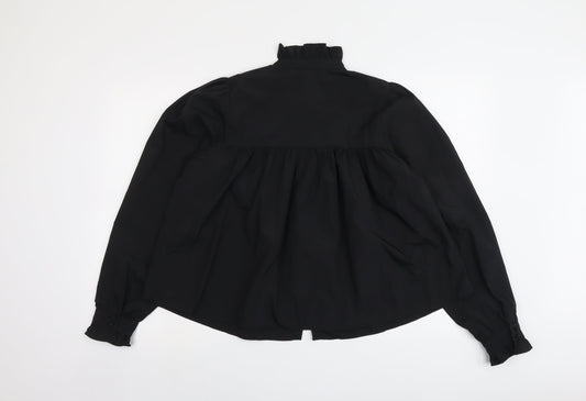 Womens UK Size S H&M Black Basic Button-Up