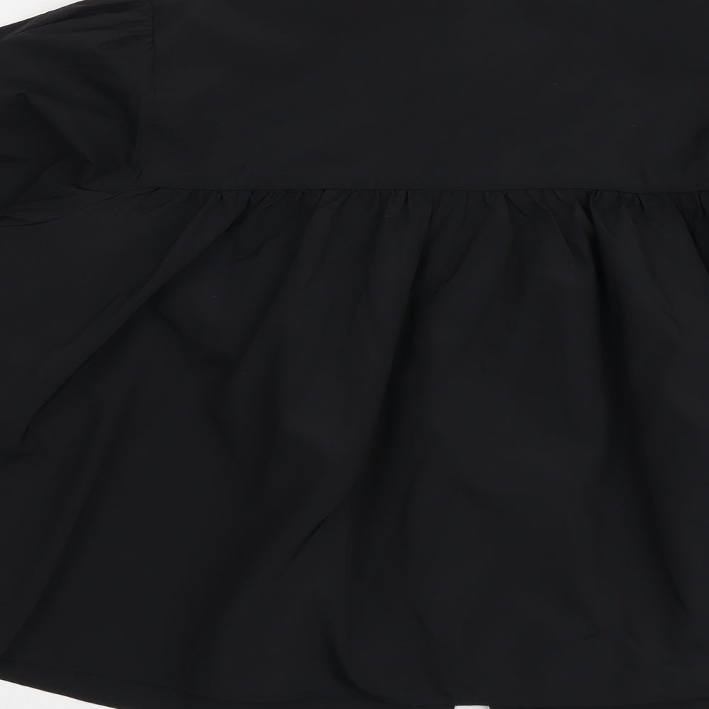 Womens UK Size S H&M Black Basic Button-Up
