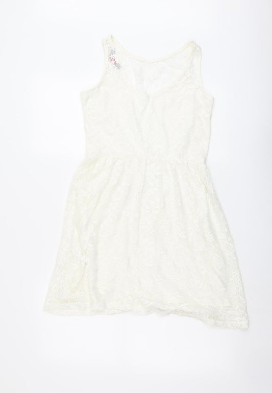 Dorothy Perkins Womens Ivory Polyester Tank Dress Size 10 Boat Neck Pullover