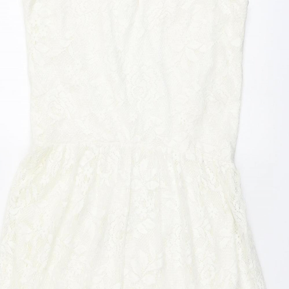 Dorothy Perkins Womens Ivory Polyester Tank Dress Size 10 Boat Neck Pullover