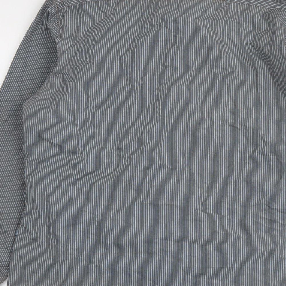 Mens UK Size M River Island Grey Button-Up Long Sleeve Casual Shirt