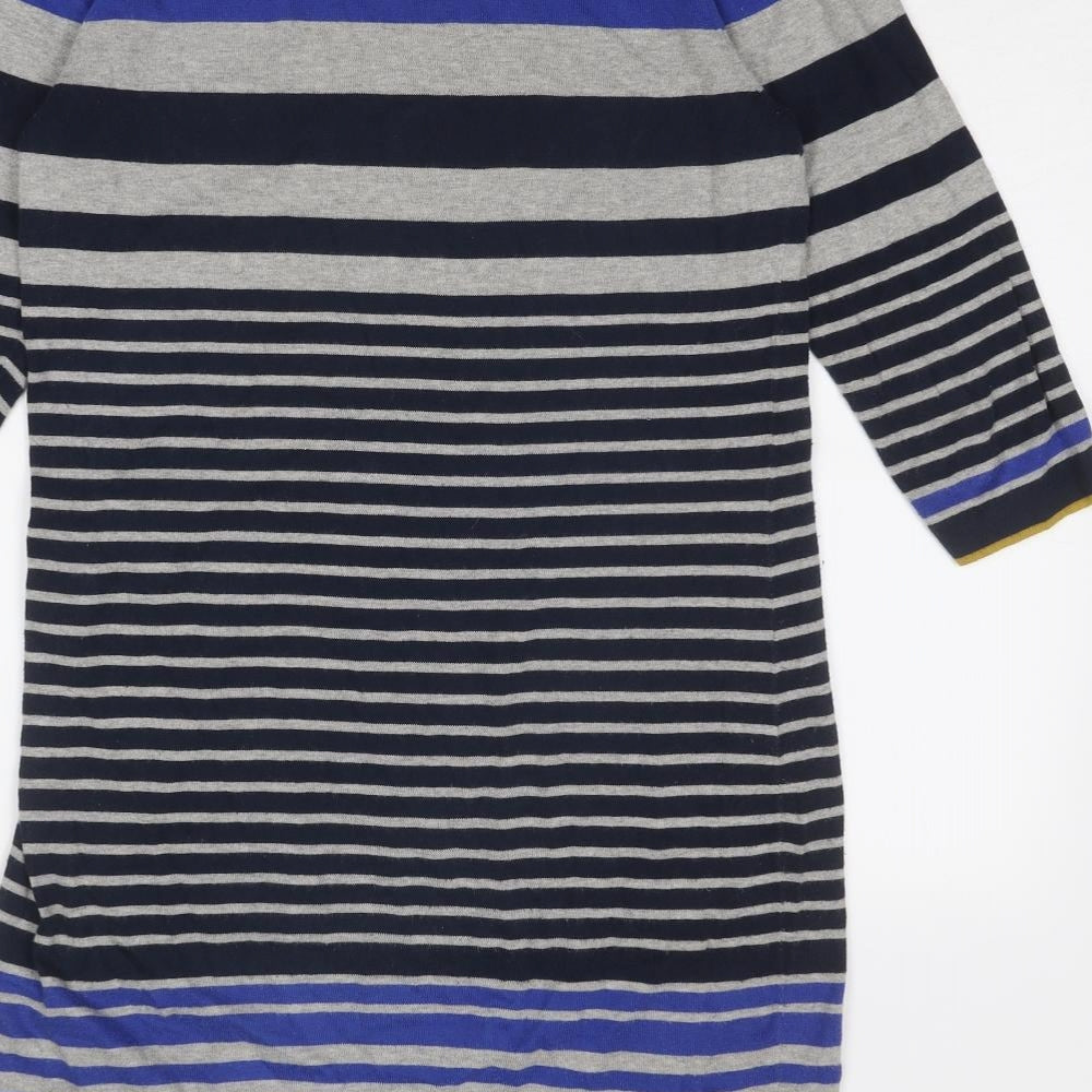 Autograph Womens Blue Striped Cotton Jumper Dress Size 12 Boat Neck