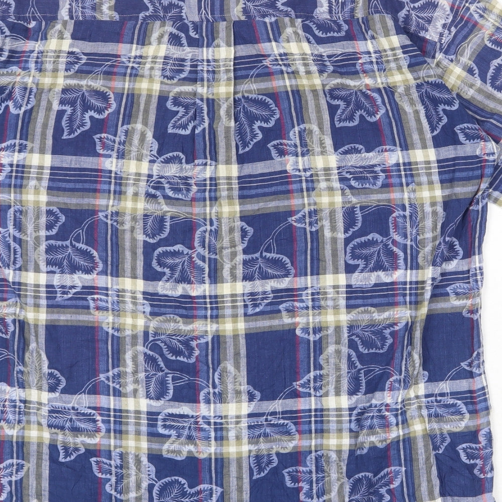 Mens UK Size L Loafers Blue Button-Up Short Sleeve Casual Shirt