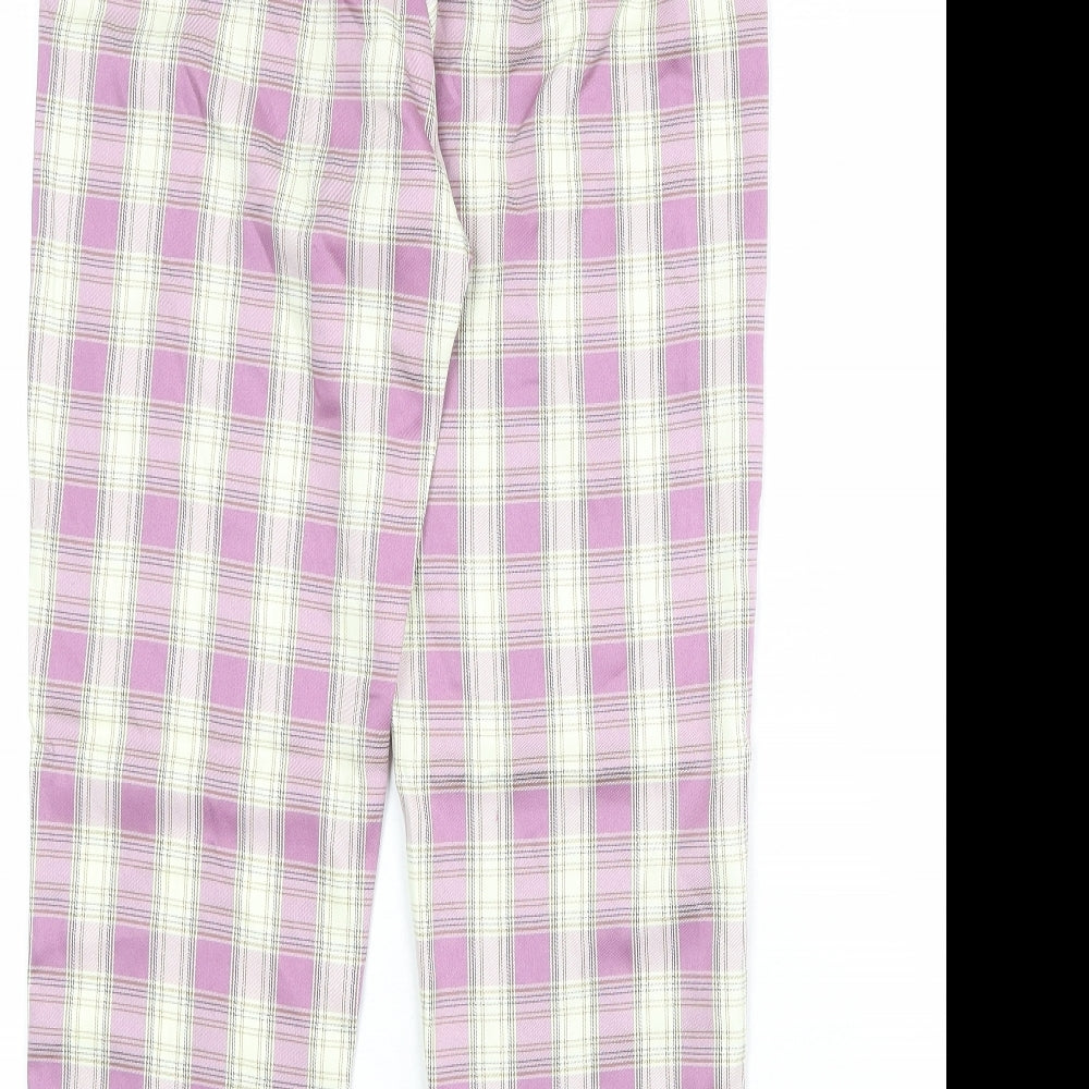 Urban Threads Womens Purple Plaid Polyester Carrot Trousers Size 8 Regular Zip