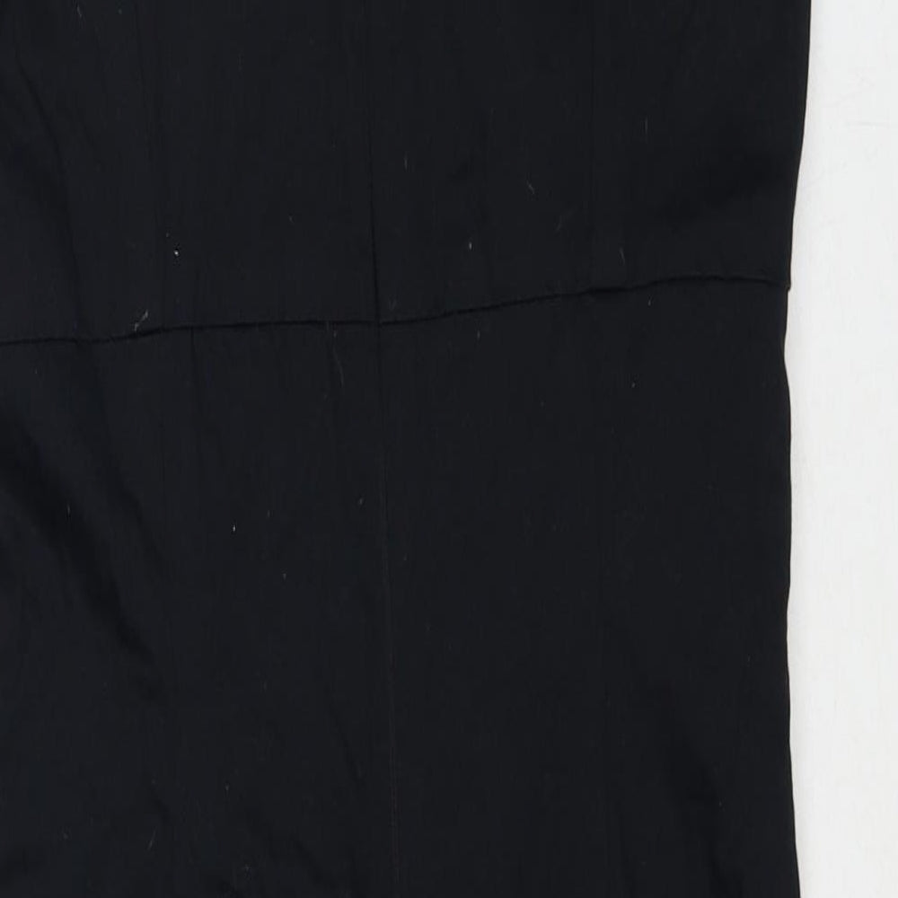 Dorothy Perkins Womens Black Cotton Shift Size 10 V-Neck Zip - Embellished