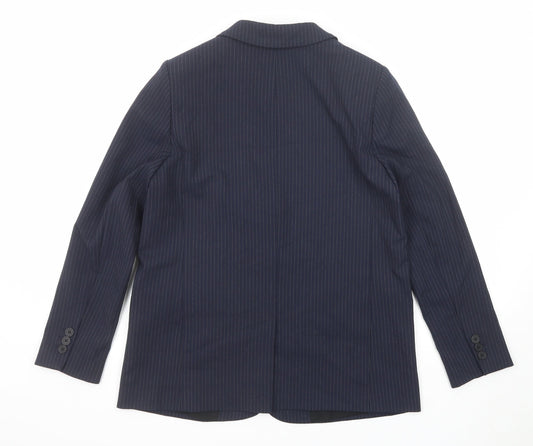 Marks and Spencer Womens Blue Striped Polyester Jacket Suit Jacket Size 12