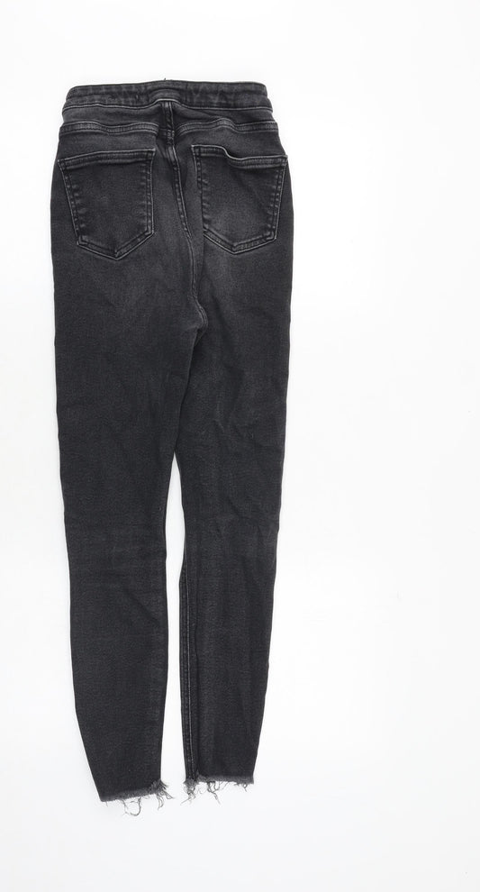 Zara Womens Grey Cotton Skinny Jeans Size 12 Regular Zip
