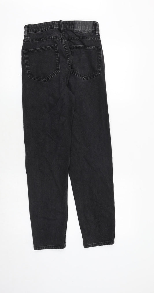 Zara Womens Grey Cotton Tapered Jeans Size 4 Regular Zip