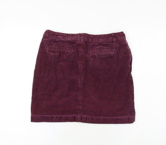 Marks and Spencer Womens Purple Cotton A-Line Skirt Size 10 Zip