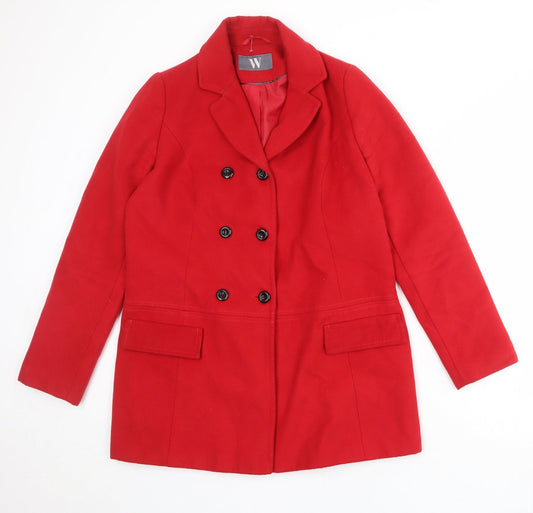 Womens UK Size 10 BHS Red Pea Coat