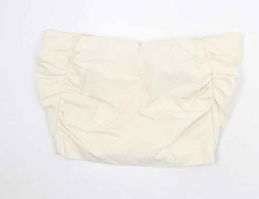 Womens UK Size M Zara Ivory Cropped Blouse