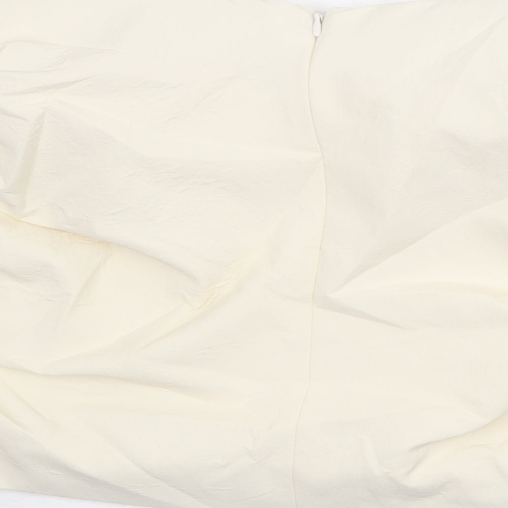 Womens UK Size M Zara Ivory Cropped Blouse