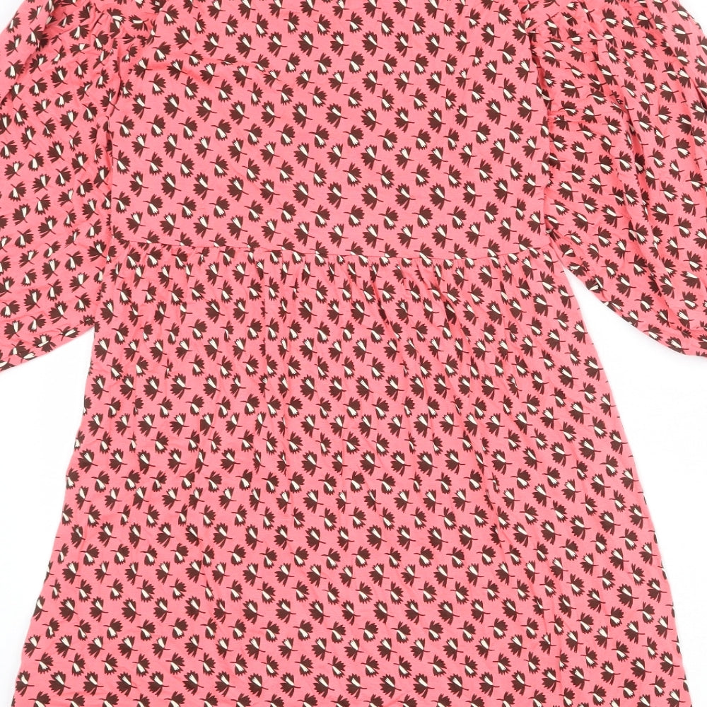 NEXT Womens Pink Geometric Viscose A-Line Size 8 V-Neck Pullover