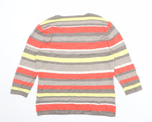 Gerry Weber Womens Multicoloured V-Neck Striped Polyester Pullover Jumper Size 12