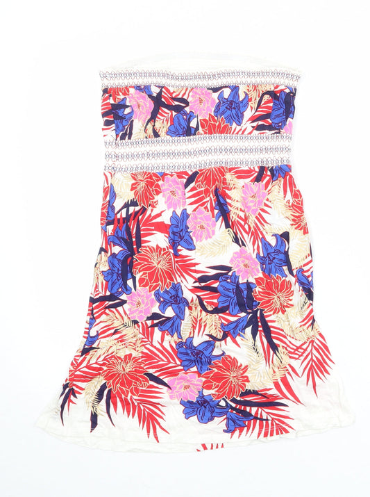 Oasis Womens Multicoloured Floral Viscose A-Line Size 10 Square Neck Pullover - Strapless