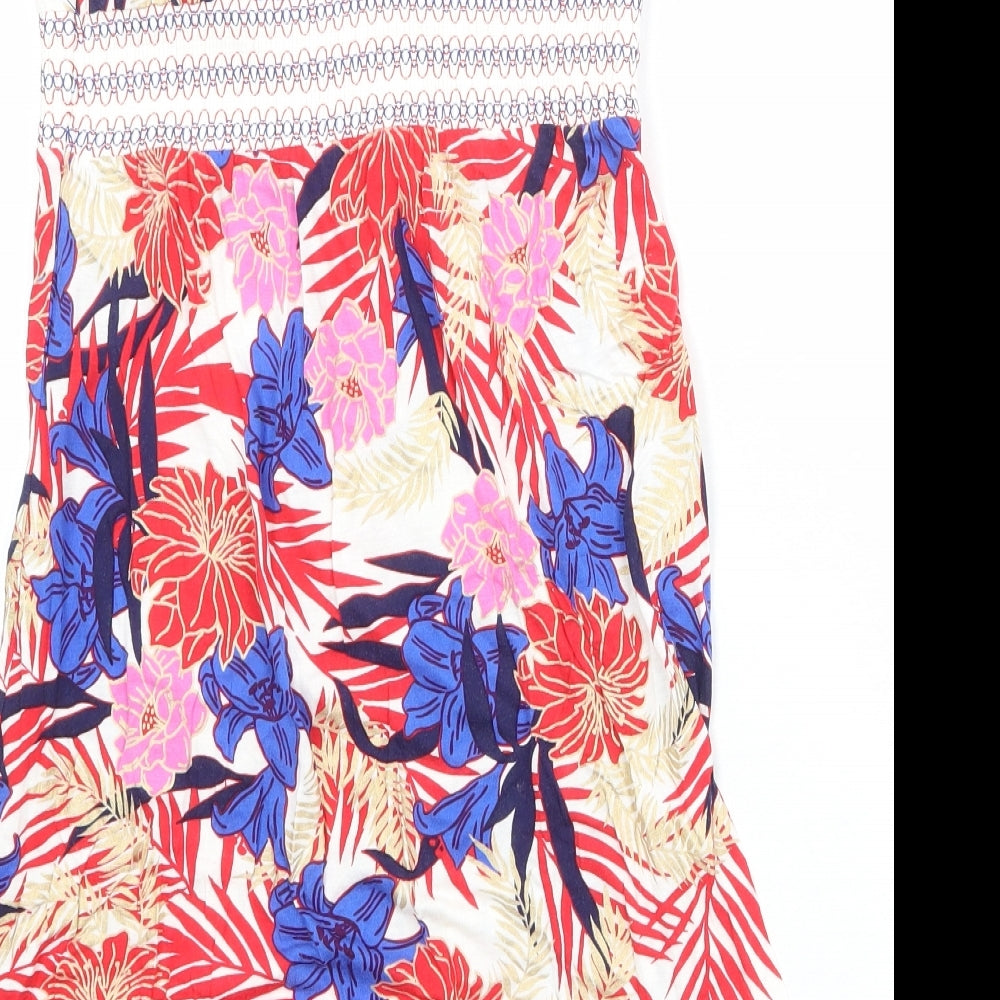 Oasis Womens Multicoloured Floral Viscose A-Line Size 10 Square Neck Pullover - Strapless