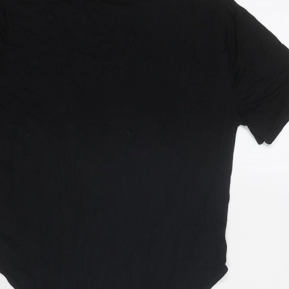 Boohoo Womens Black Viscose Bodysuit One-Piece Size 10 Snap