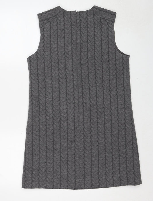 Cynthia Rowley Womens Grey Polyester Shift Size L Round Neck Zip - Textured