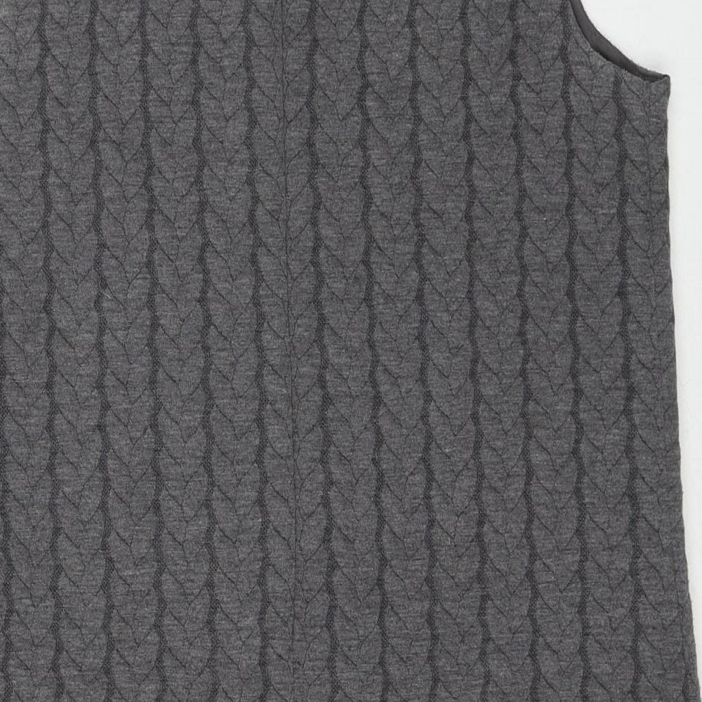 Cynthia Rowley Womens Grey Polyester Shift Size L Round Neck Zip - Textured