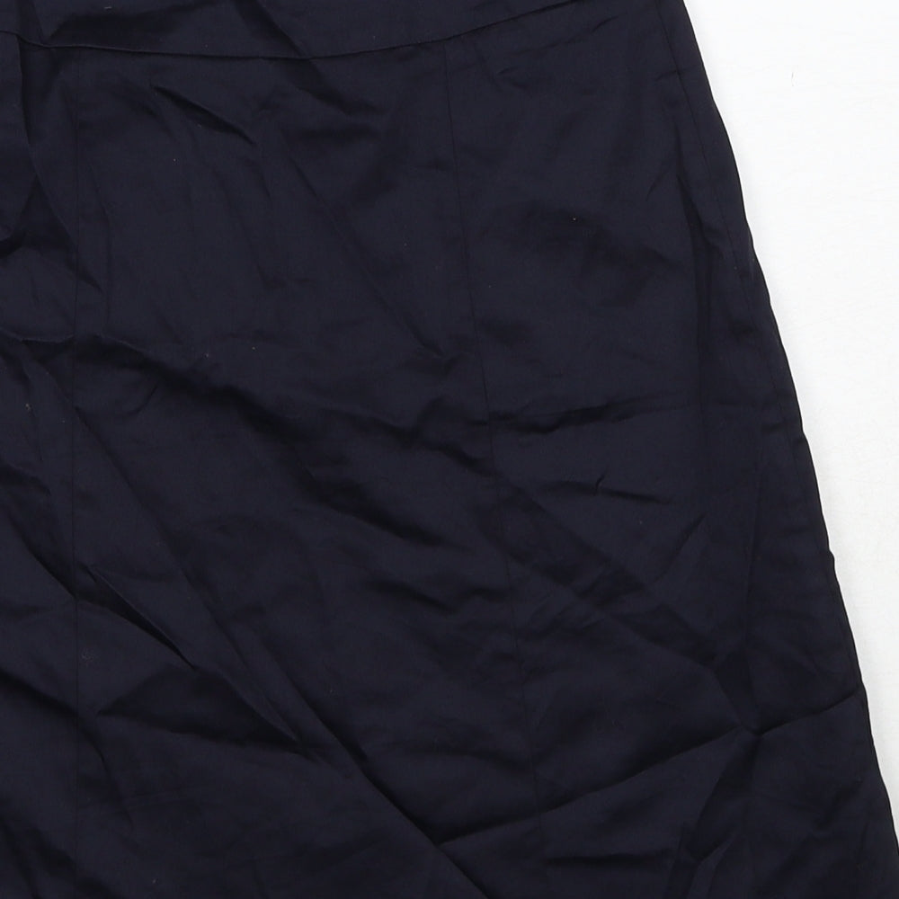 H&M Womens Blue Cotton A-Line Skirt Size 4 Zip