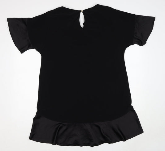 River Island Womens Black Polyester Trapeze & Swing Size M V-Neck Button