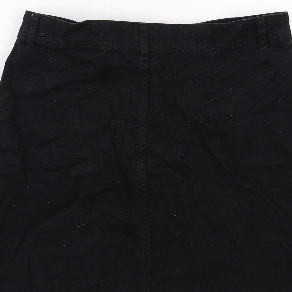 H&M Womens Black Cotton A-Line Skirt Size 8 Zip